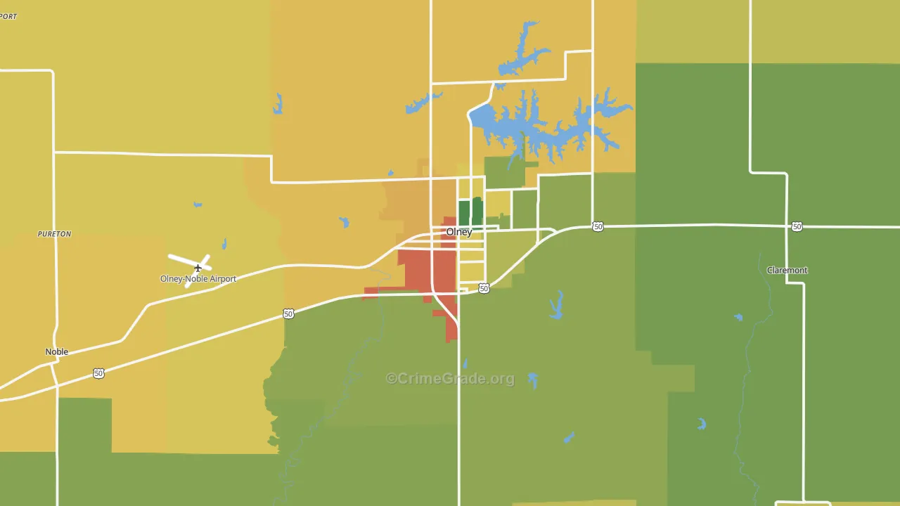 Richland County, IL Map of Burglary Rates