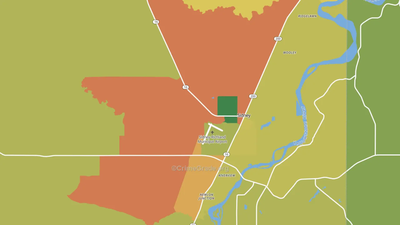 Richland County, MT Map of Burglary Rates