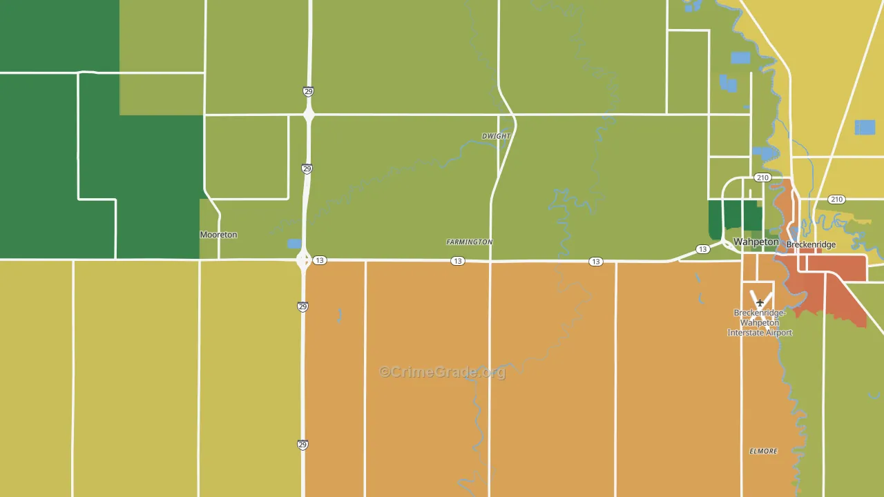 Richland County, ND Map of Burglary Rates