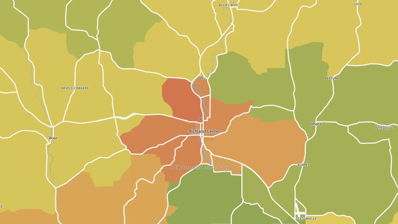 Richland County, WI Map of Burglary Rates