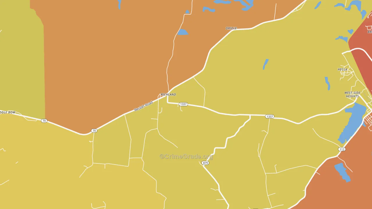 Richland, KY Map of Burglary Rates