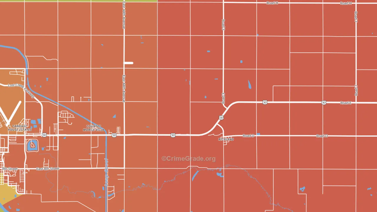 Richland, NE Map of Burglary Rates