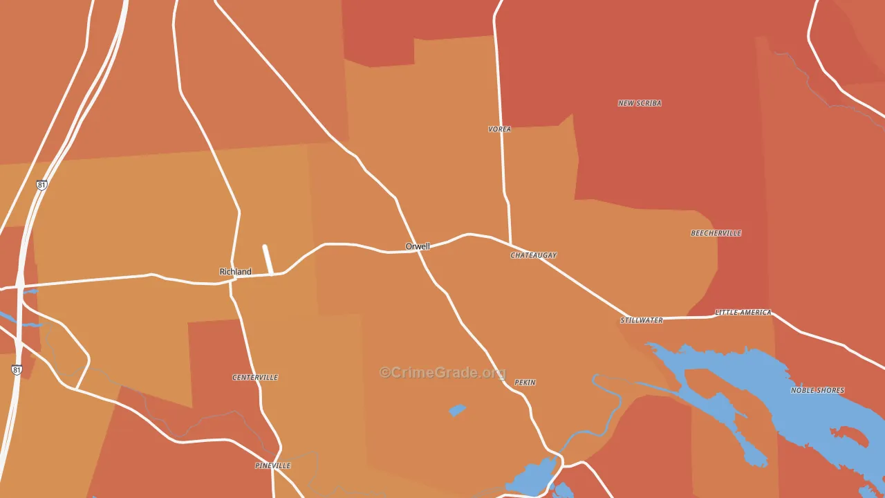 Richland, NY Map of Burglary Rates