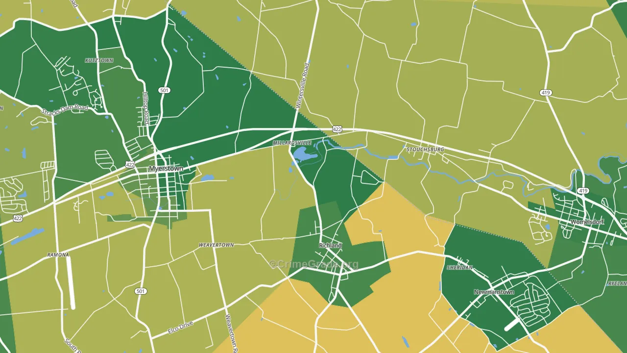 Richland, PA Map of Burglary Rates