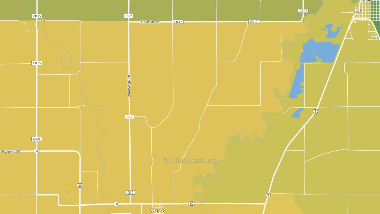 Richland, SD Map of Burglary Rates