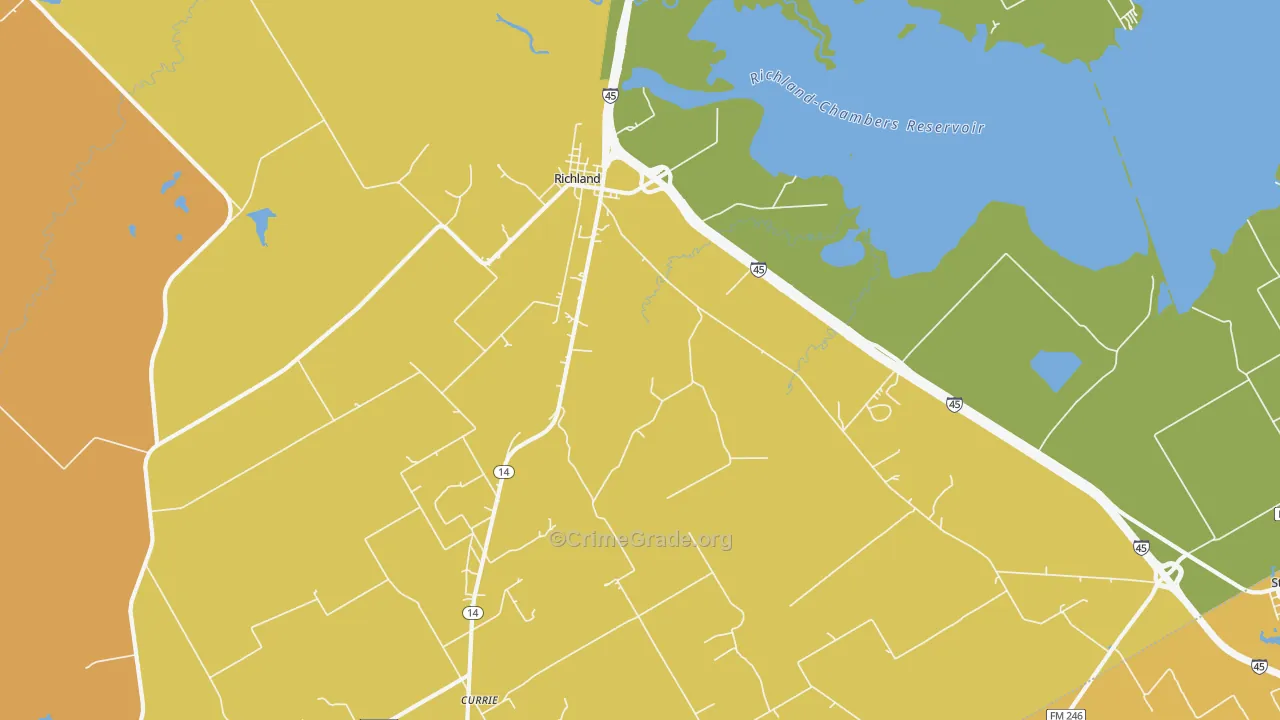 Richland, TX Map of Burglary Rates