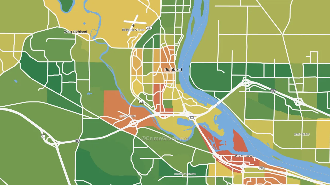 Richland, WA Map of Burglary Rates