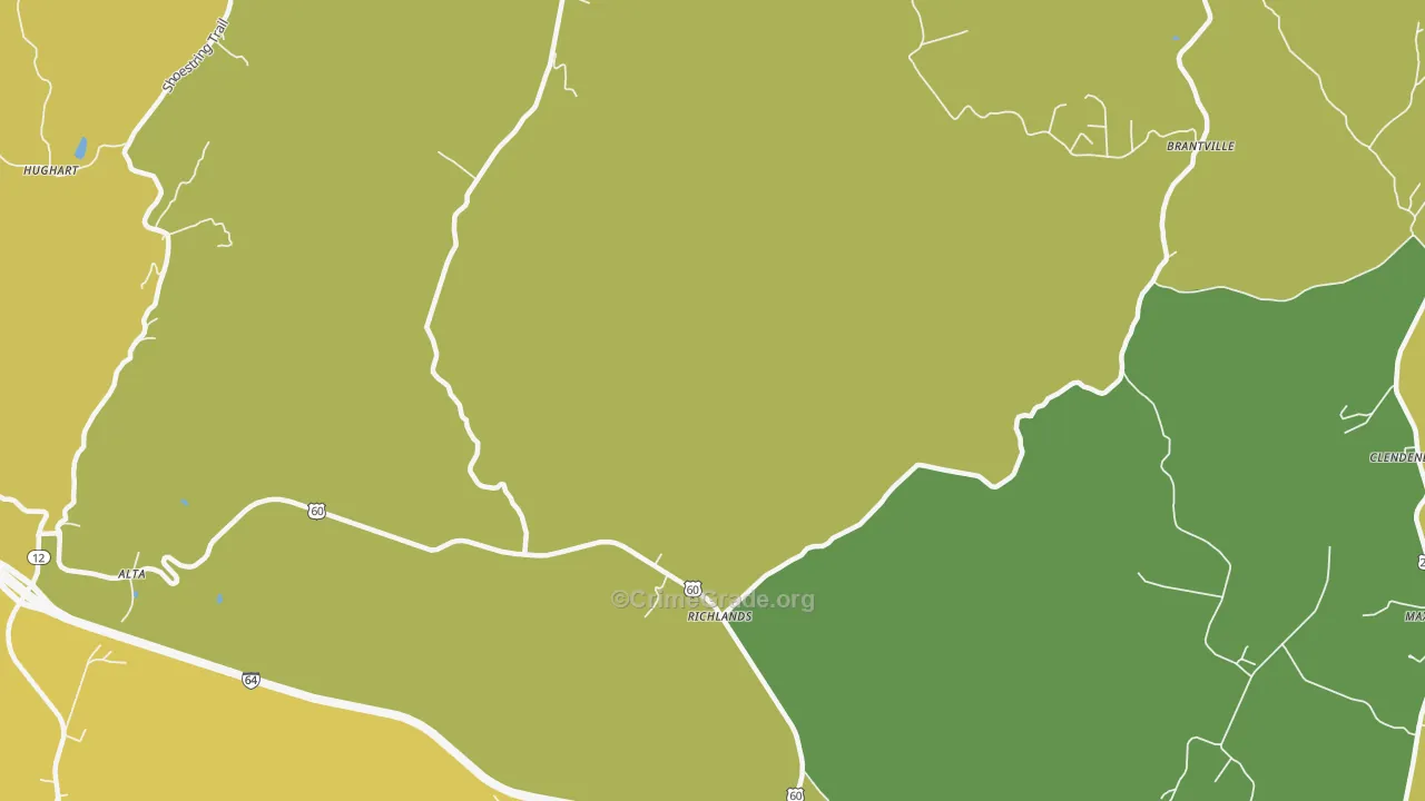 Richland, WV Map of Burglary Rates