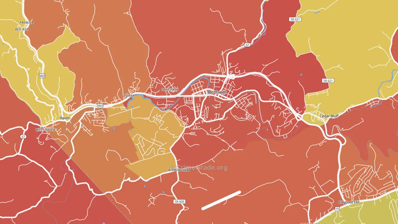 Richlands, VA Map of Burglary Rates