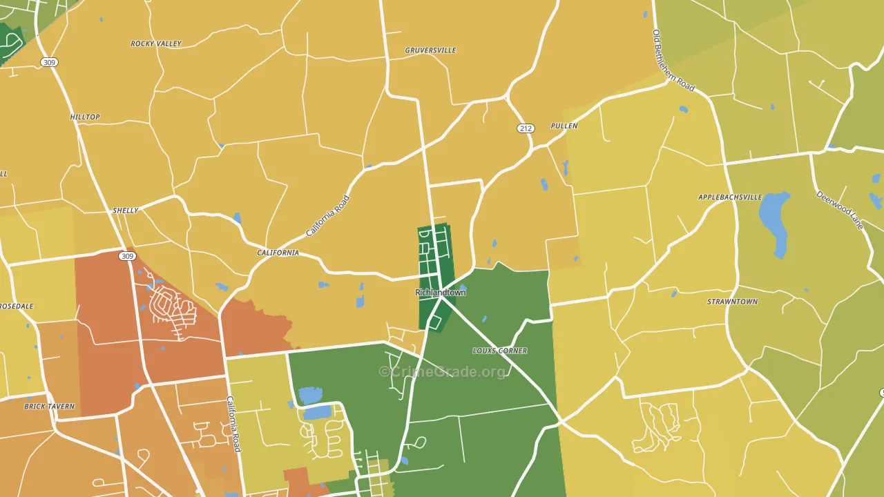 Richlandtown, PA Map of Burglary Rates