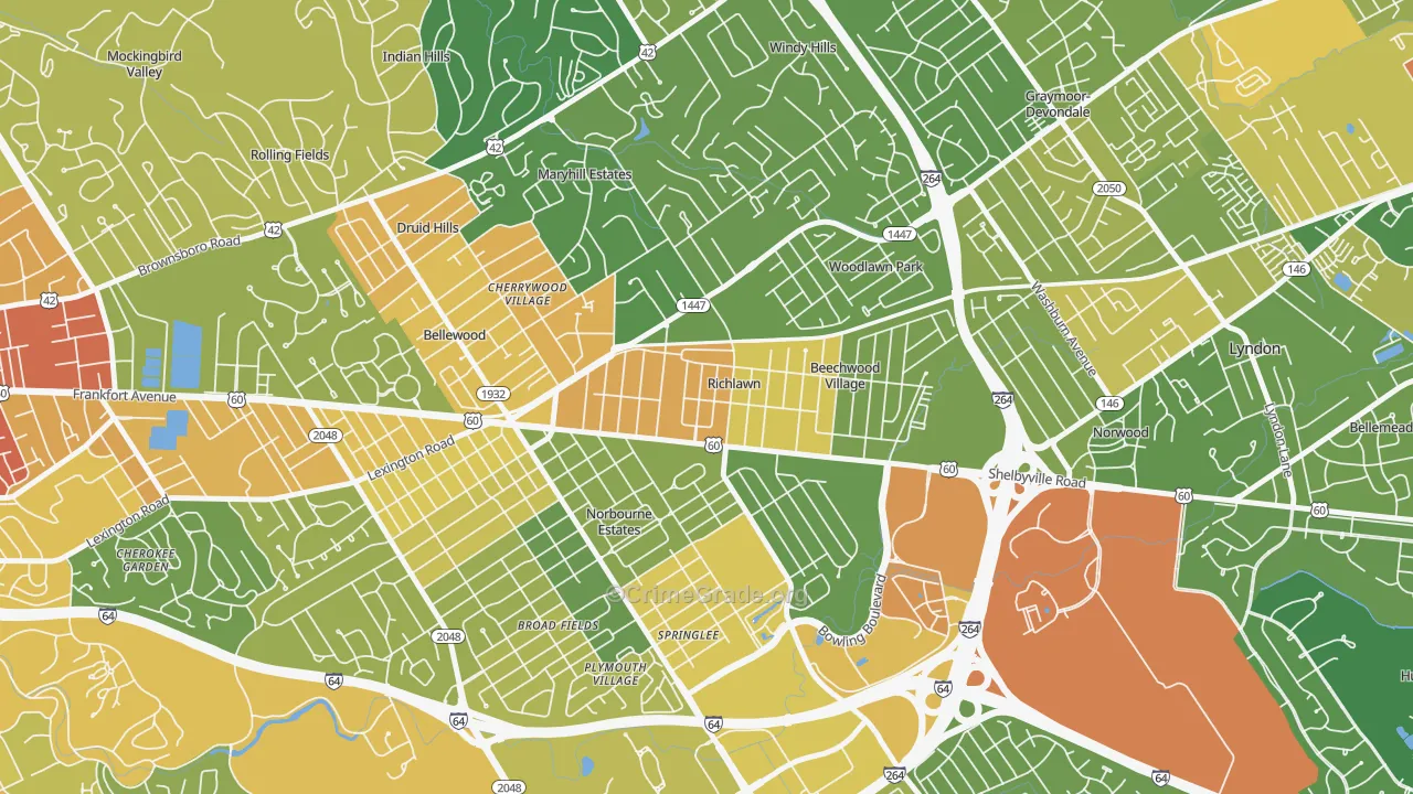 Richlawn, KY Map of Burglary Rates