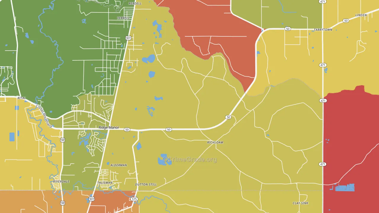 Richloam, FL Map of Burglary Rates