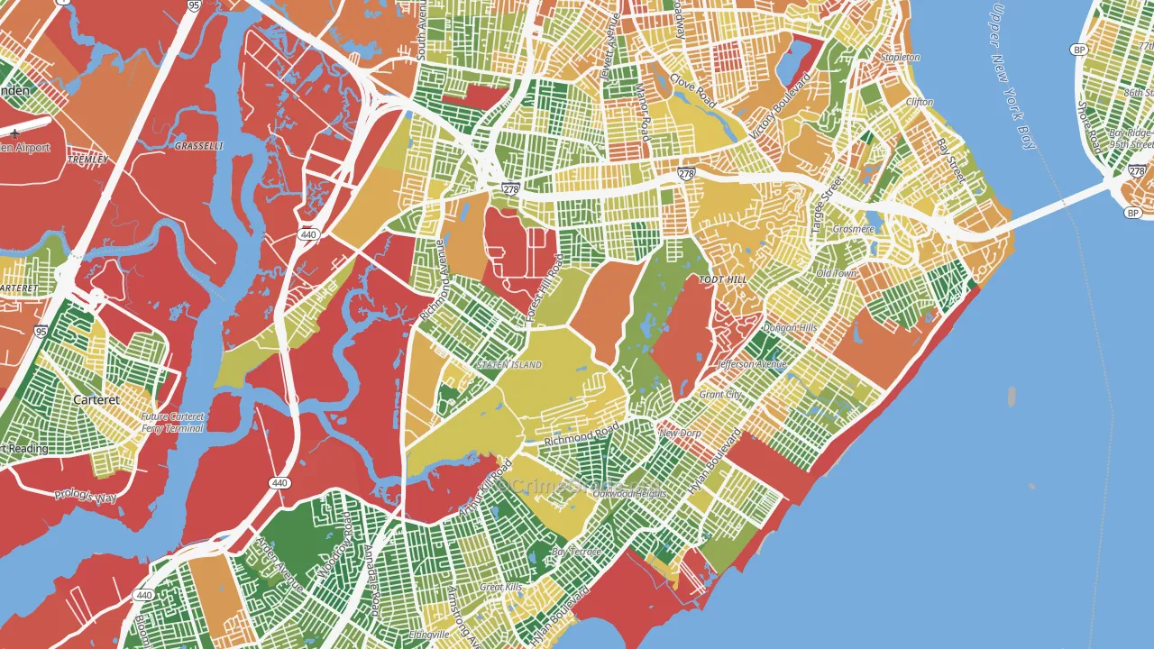 Richmond County, NY Map of Burglary Rates