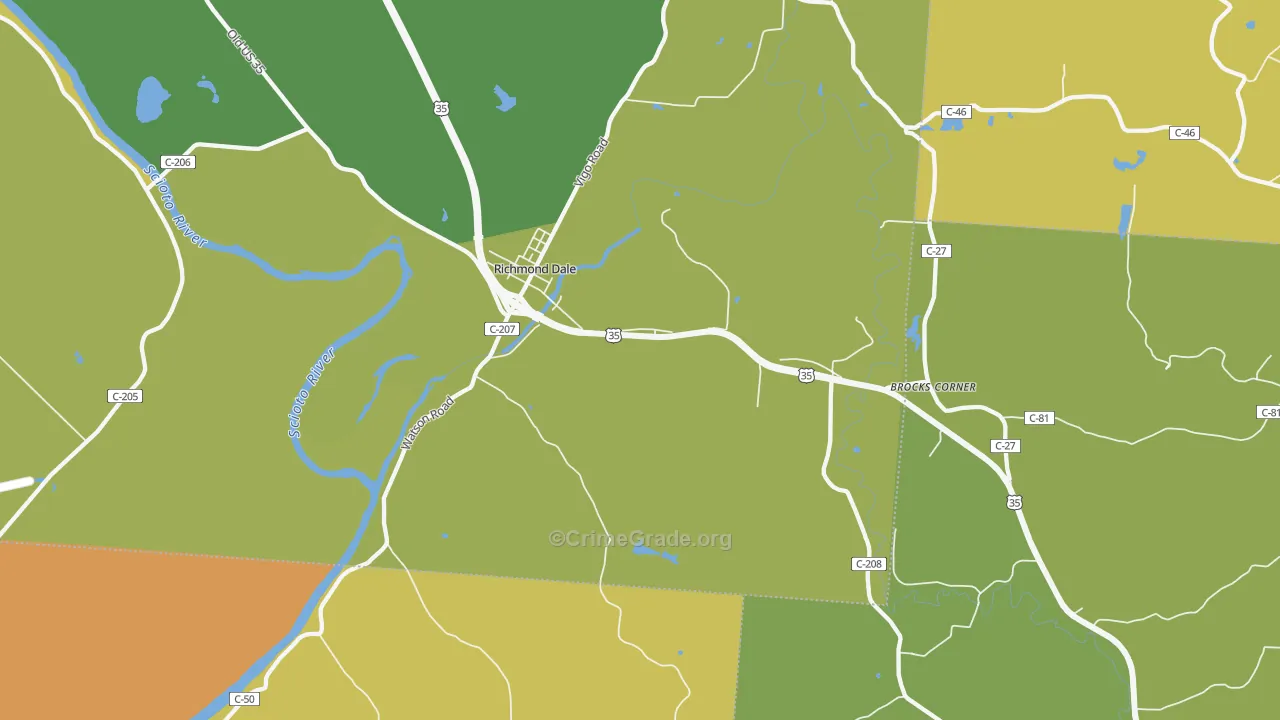 Richmond Dale, OH Map of Burglary Rates