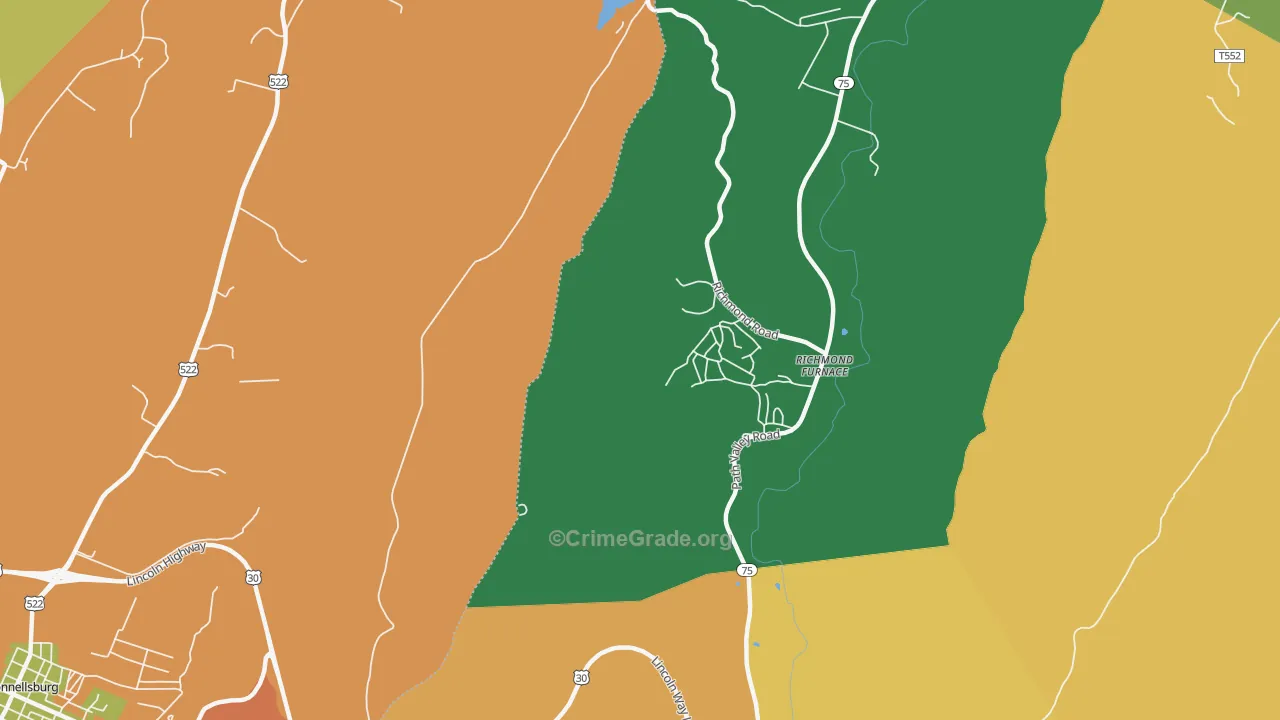 Richmond Furnace, PA Map of Burglary Rates