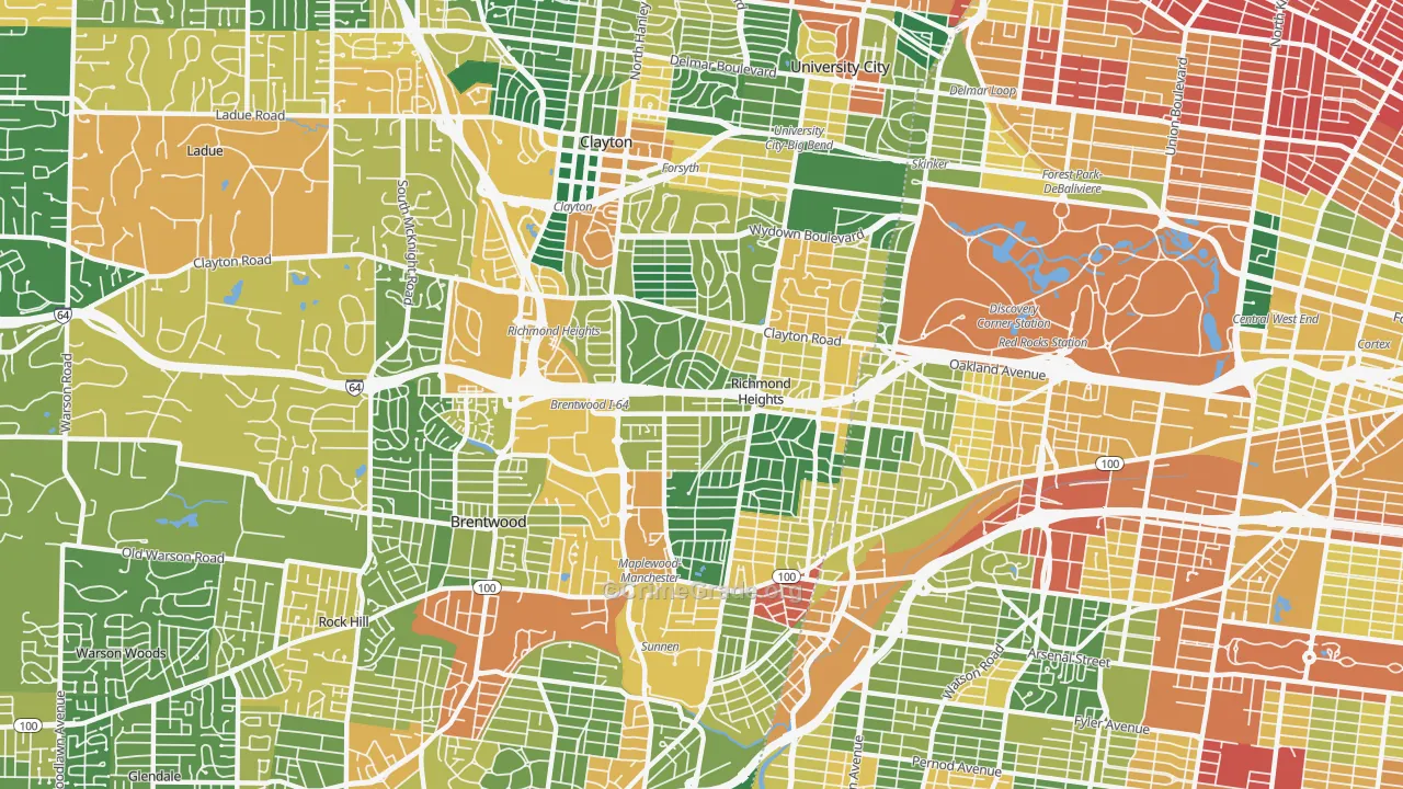 Richmond Heights, MO Map of Burglary Rates