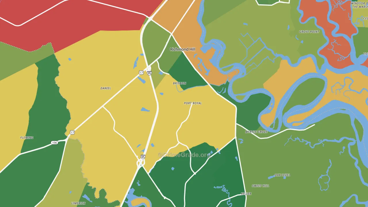Richmond Hill, GA Map of Burglary Rates