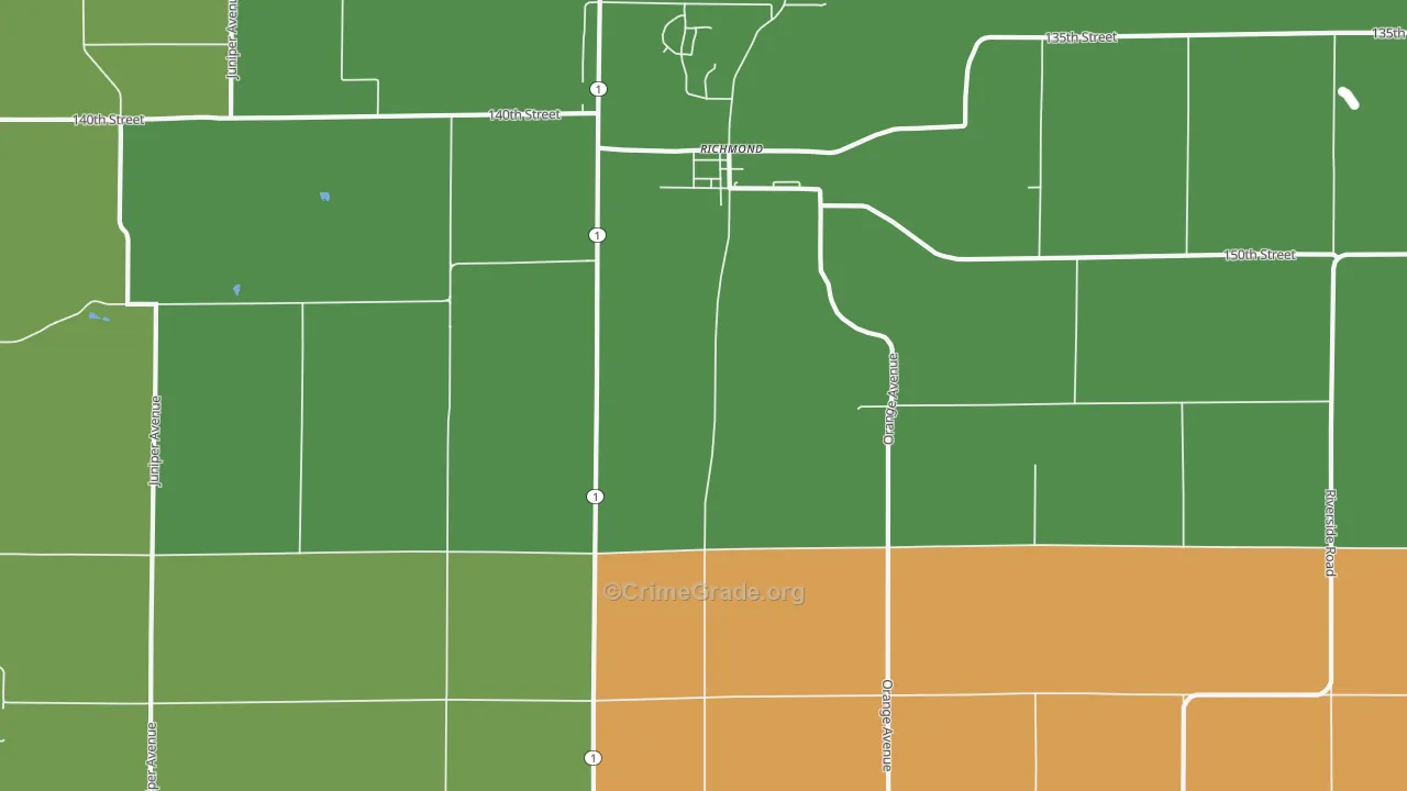 Richmond, IA Map of Burglary Rates