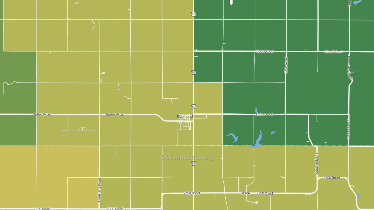 Richmond, KS Map of Burglary Rates