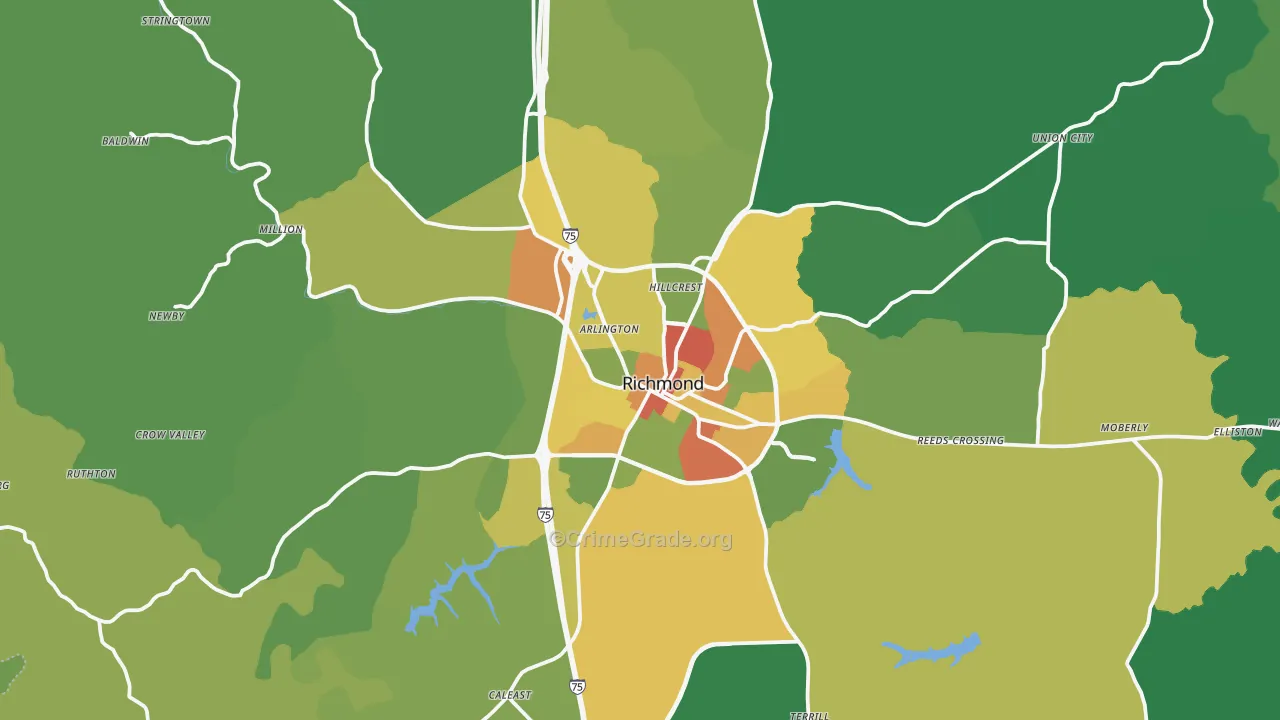 Richmond, KY Map of Burglary Rates