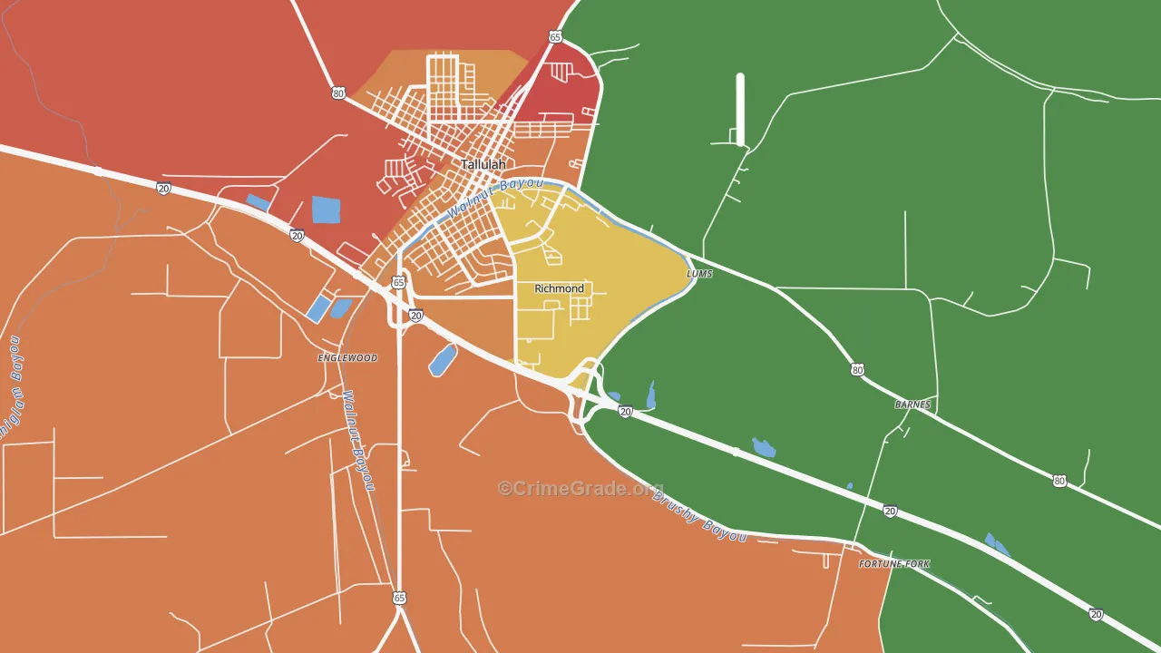 Richmond, LA Map of Burglary Rates