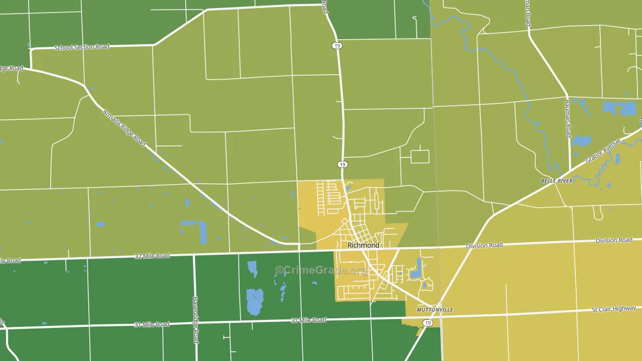 Richmond, MI Map of Burglary Rates