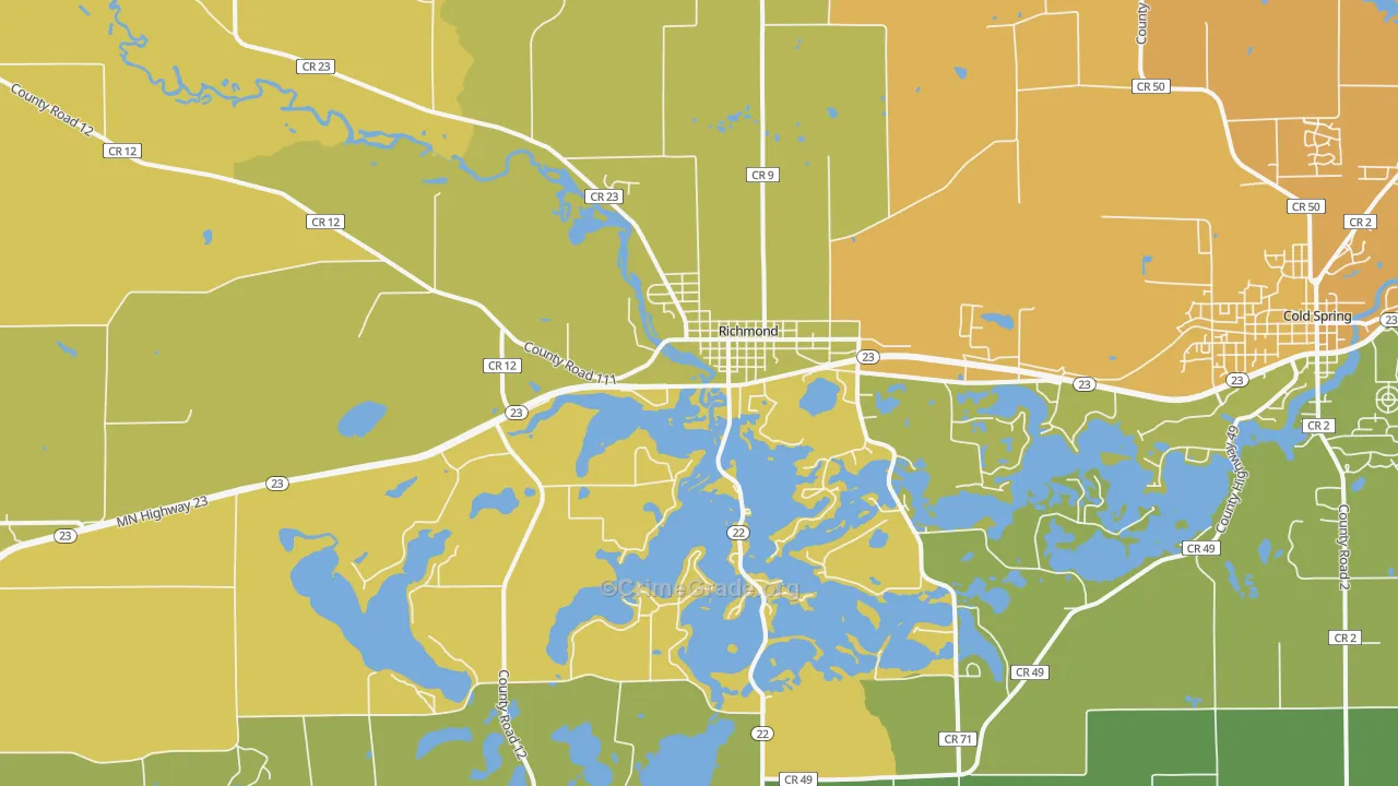 Richmond, MN Map of Burglary Rates