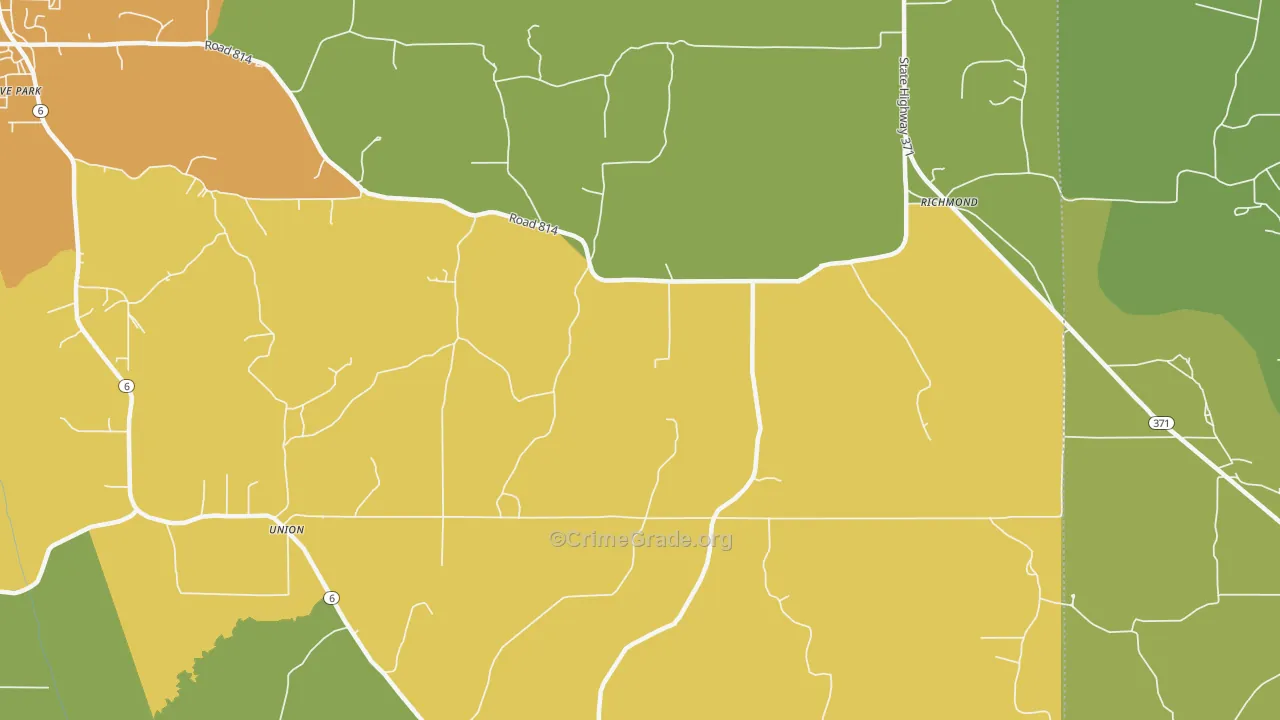 Richmond, MS Map of Burglary Rates