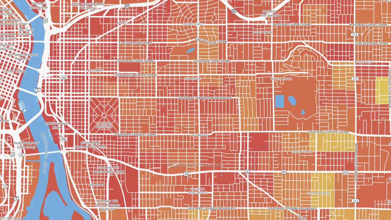 Richmond, Portland, OR Map of Burglary Rates