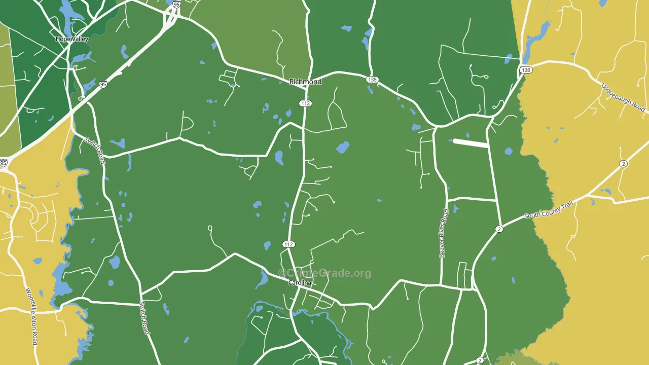 Richmond, RI Map of Burglary Rates