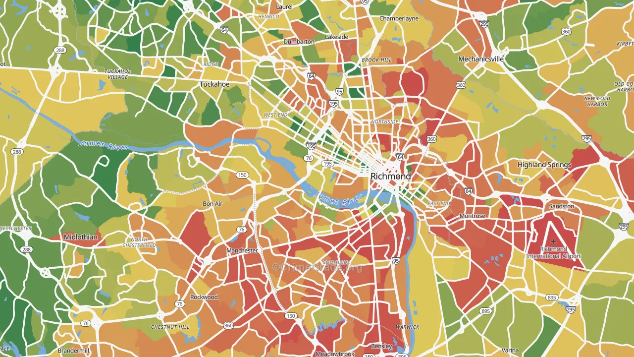 Richmond, VA Map of Burglary Rates