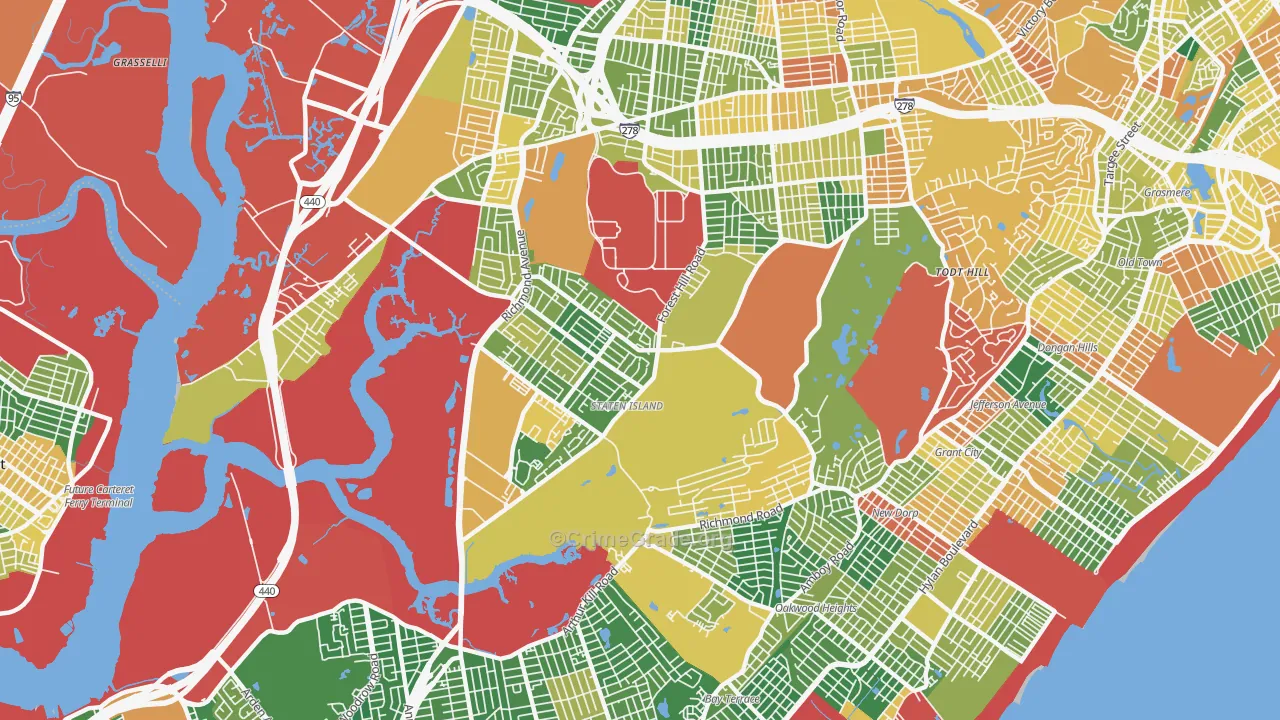 Richmondtown, Staten Island, NY Map of Burglary Rates
