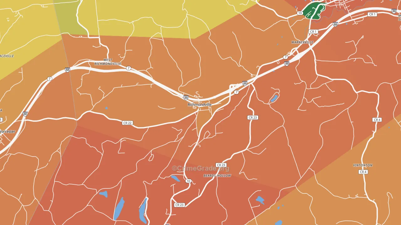 Richmondville, NY Map of Burglary Rates