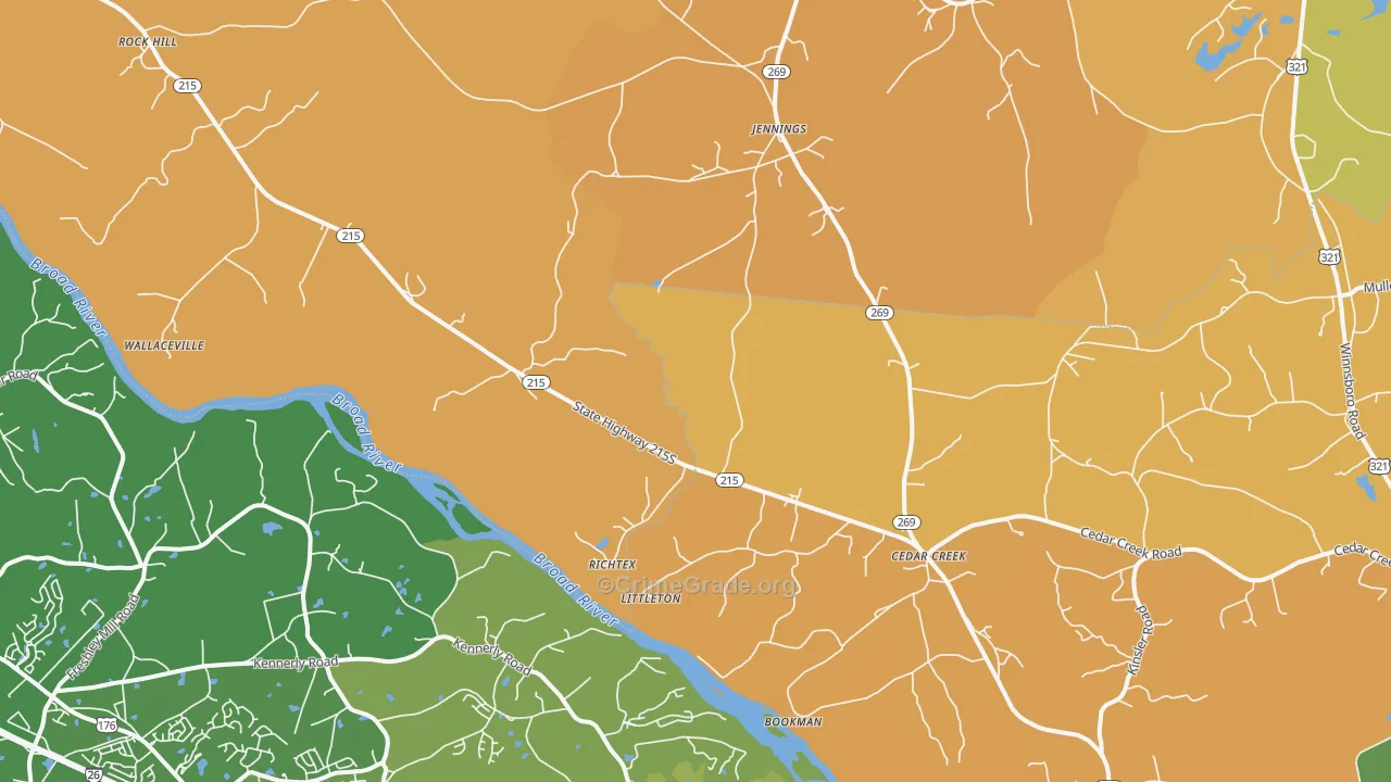 Richtex, SC Map of Burglary Rates