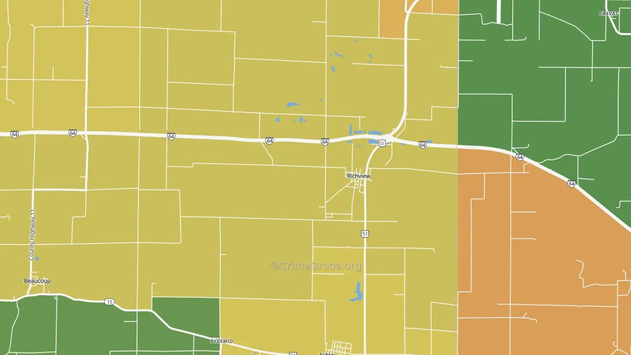 Richview, IL Map of Burglary Rates