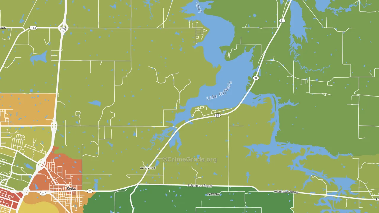 Richville, OK Map of Burglary Rates
