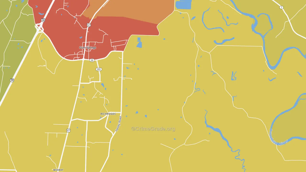 Richwood, AR Map of Burglary Rates