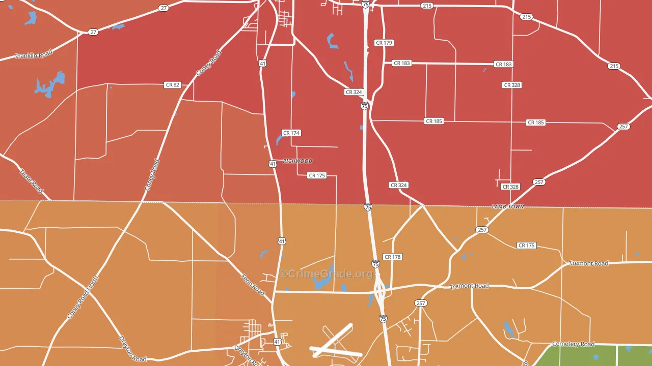 Richwood, GA Map of Burglary Rates