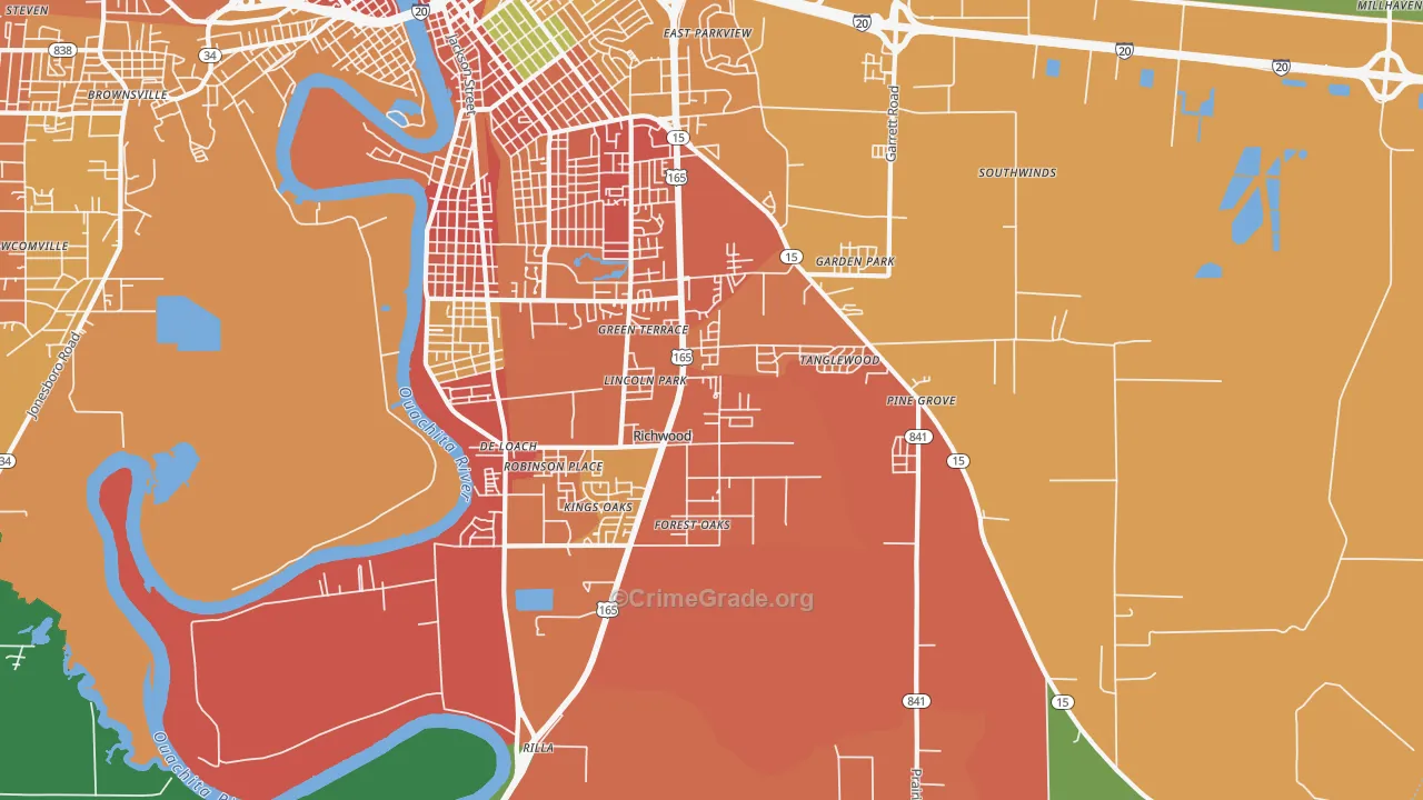 Richwood, LA Map of Burglary Rates