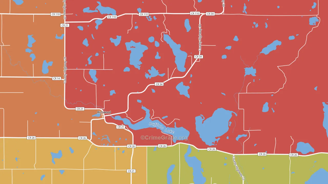 Richwood, MN Map of Burglary Rates