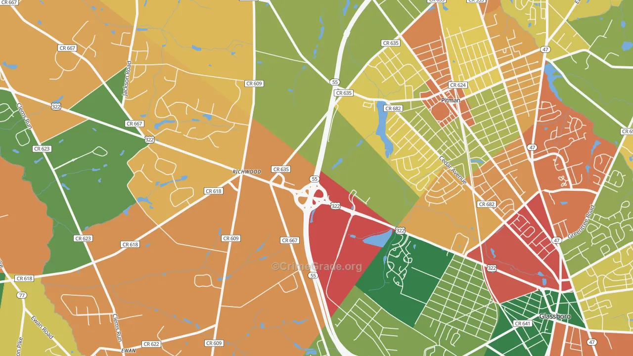Richwood, NJ Map of Burglary Rates