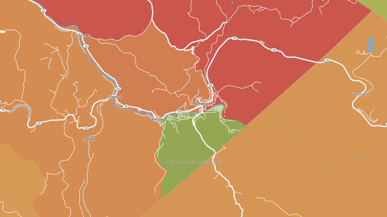 Richwood, WV Map of Burglary Rates