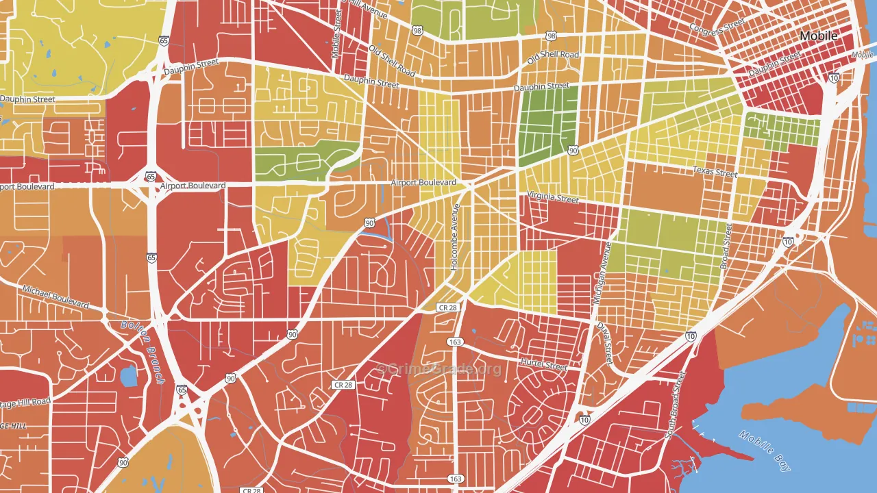 Rickarby, Mobile, AL Map of Burglary Rates