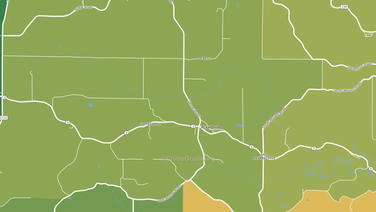 Rickardsville, IA Map of Burglary Rates