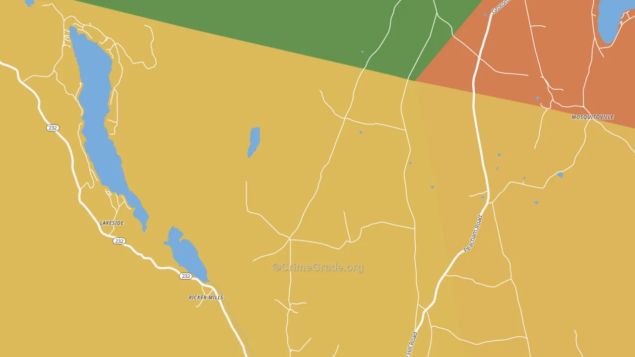 Ricker Mills, VT Map of Burglary Rates
