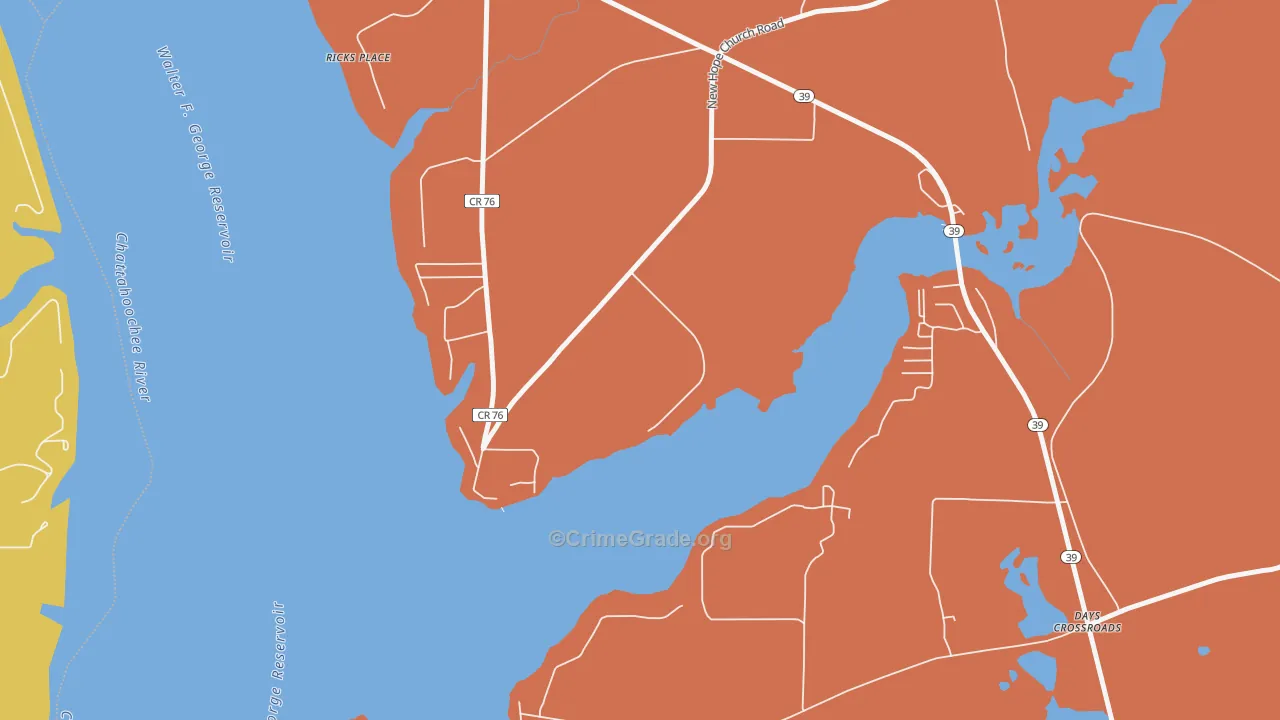 Ricks Place, GA Map of Burglary Rates
