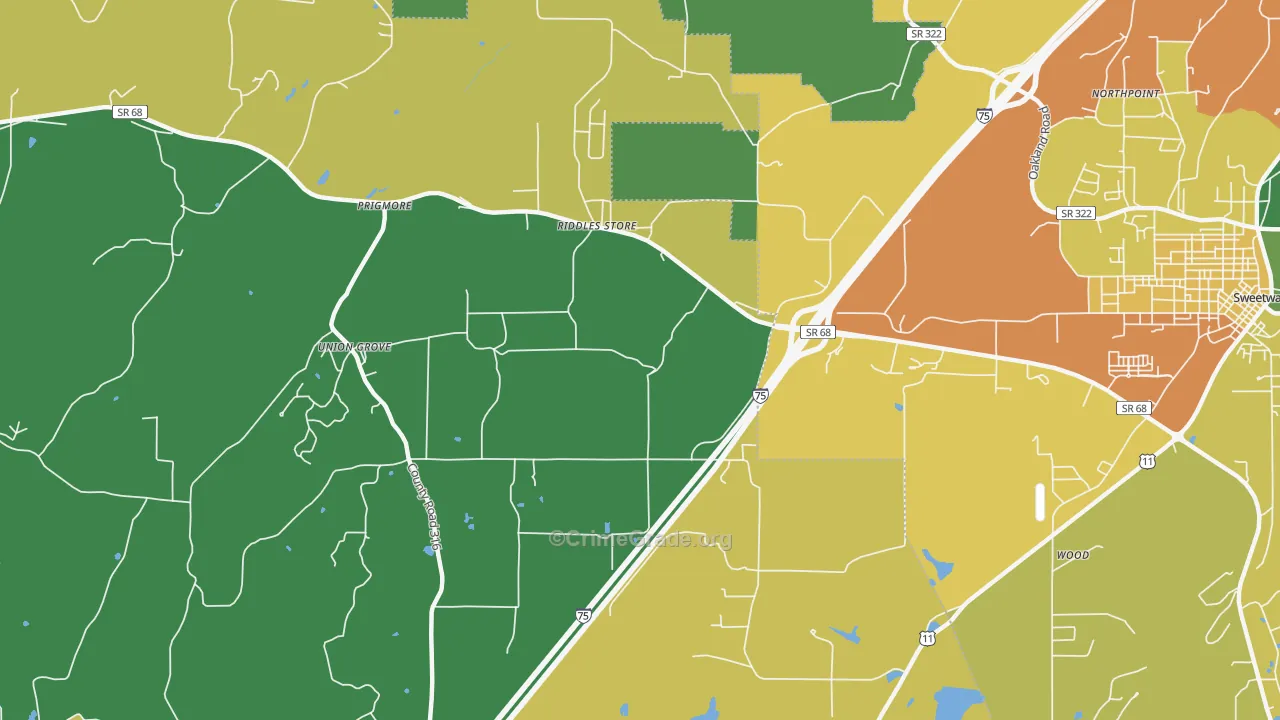 Riddles Store, TN Map of Burglary Rates