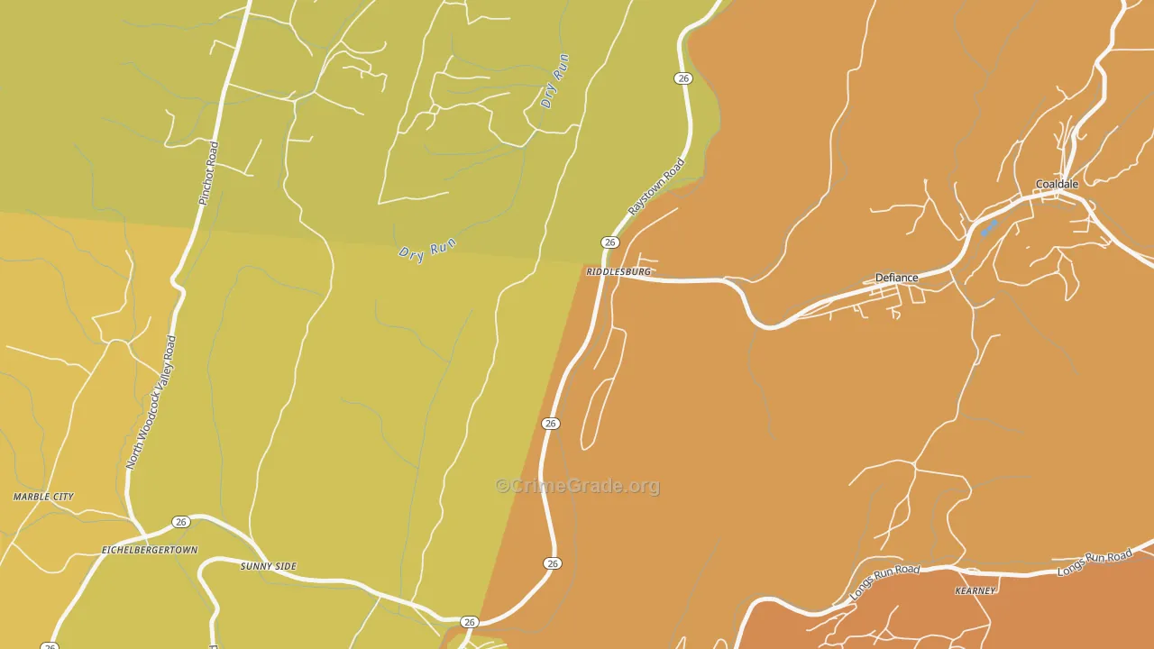 Riddlesburg, PA Map of Burglary Rates