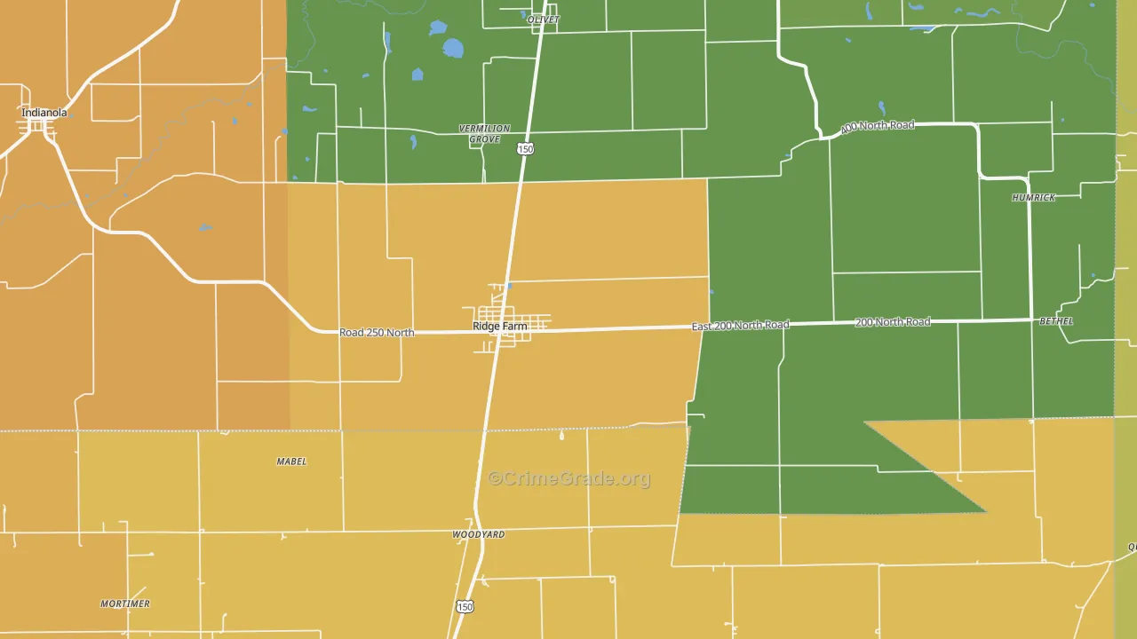 Ridge Farm, IL Map of Burglary Rates