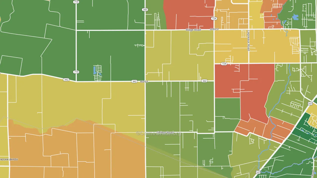 Ridge, LA Map of Burglary Rates